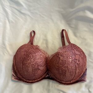 Like New Vintage Very Sexy Shimmer Lace and Velvet Push Up Bra